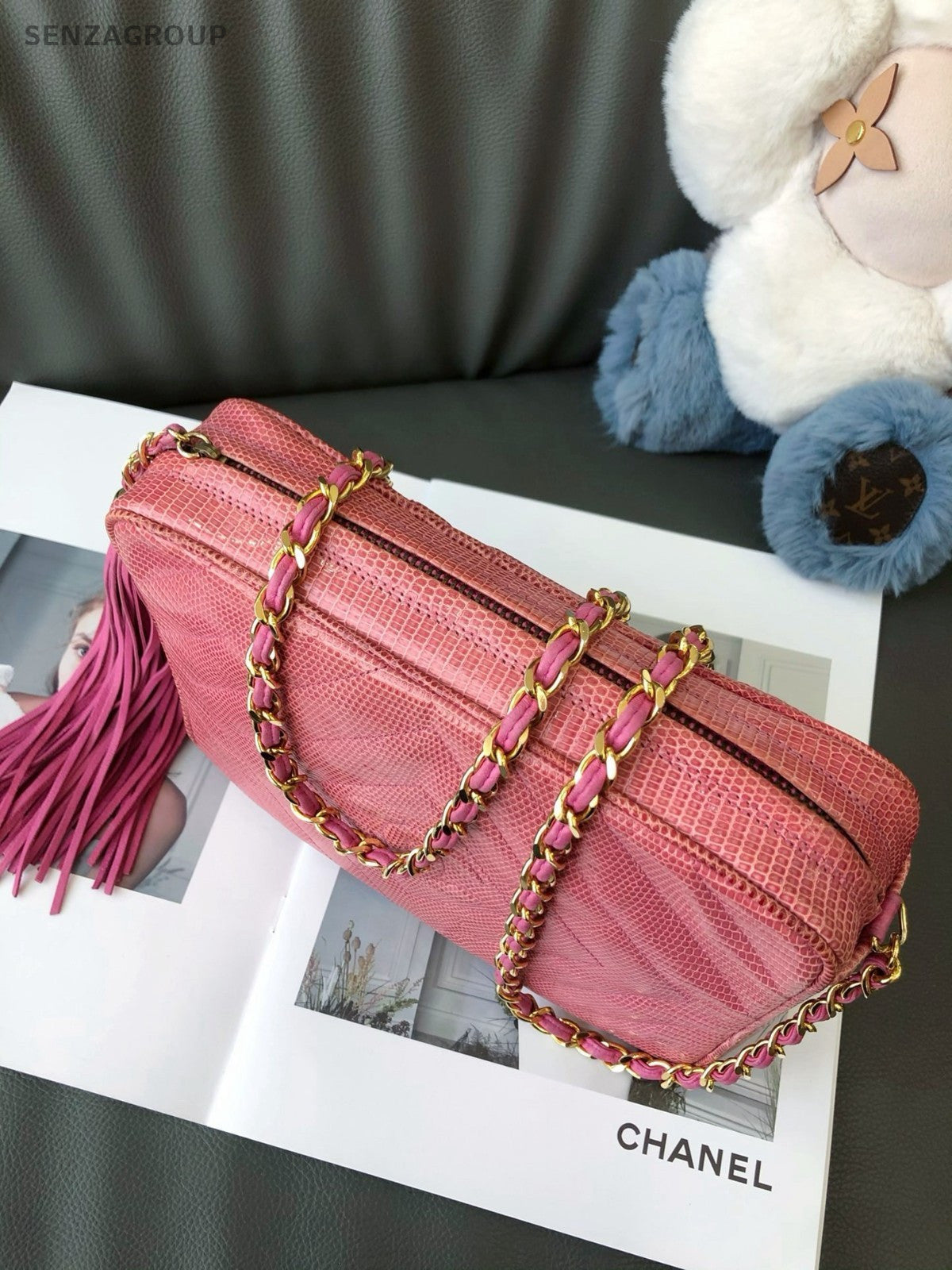 CHANEL Camera bag Lizard skin Chain Shoulder bag Pink Women