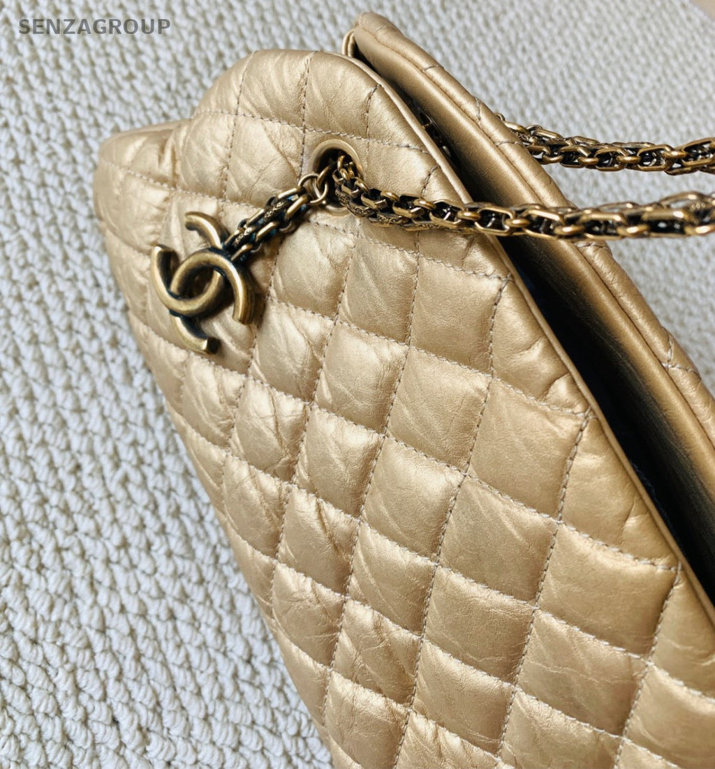 Chanel Diamond 3Ways Chain Shoulder Bag Crossbody Clutch Gold Used Women Classic