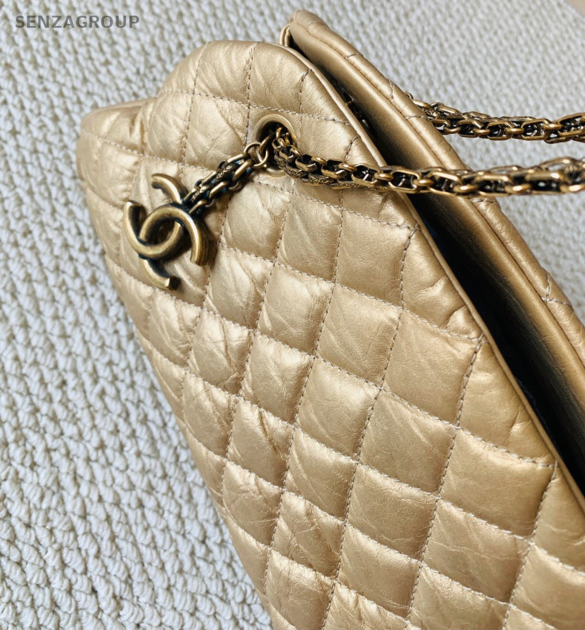 Chanel Diamond 3Ways Chain Shoulder Bag Crossbody Clutch Gold Used Women Classic
