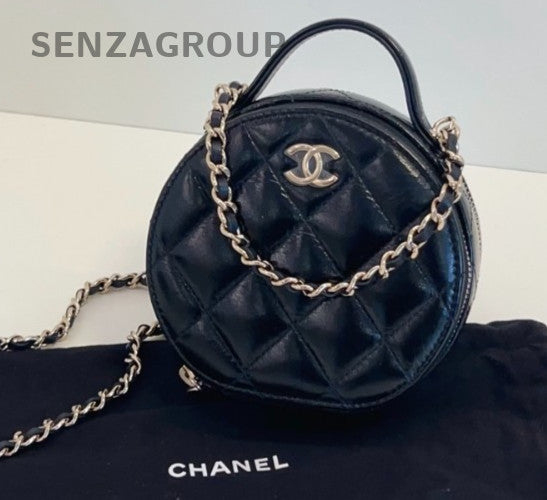 CHANEL Diamond Top Handle 2way Chain Shoulder bag Crossbody Black Gold Women