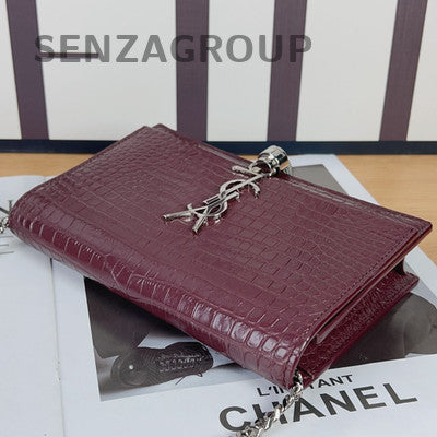 YSL Saint Laurent Kate Tassel Chain Bag Red Silver Small Crossbody