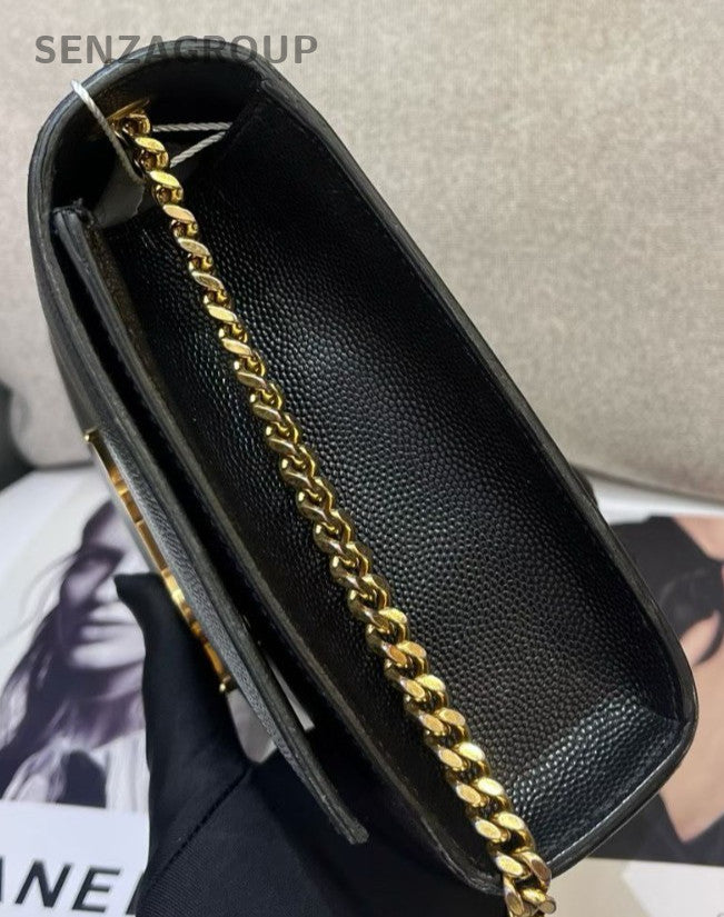 Saint Laurent Kate MM Calfskin Chain Shoulder Bag Crossbody Black Gold Women