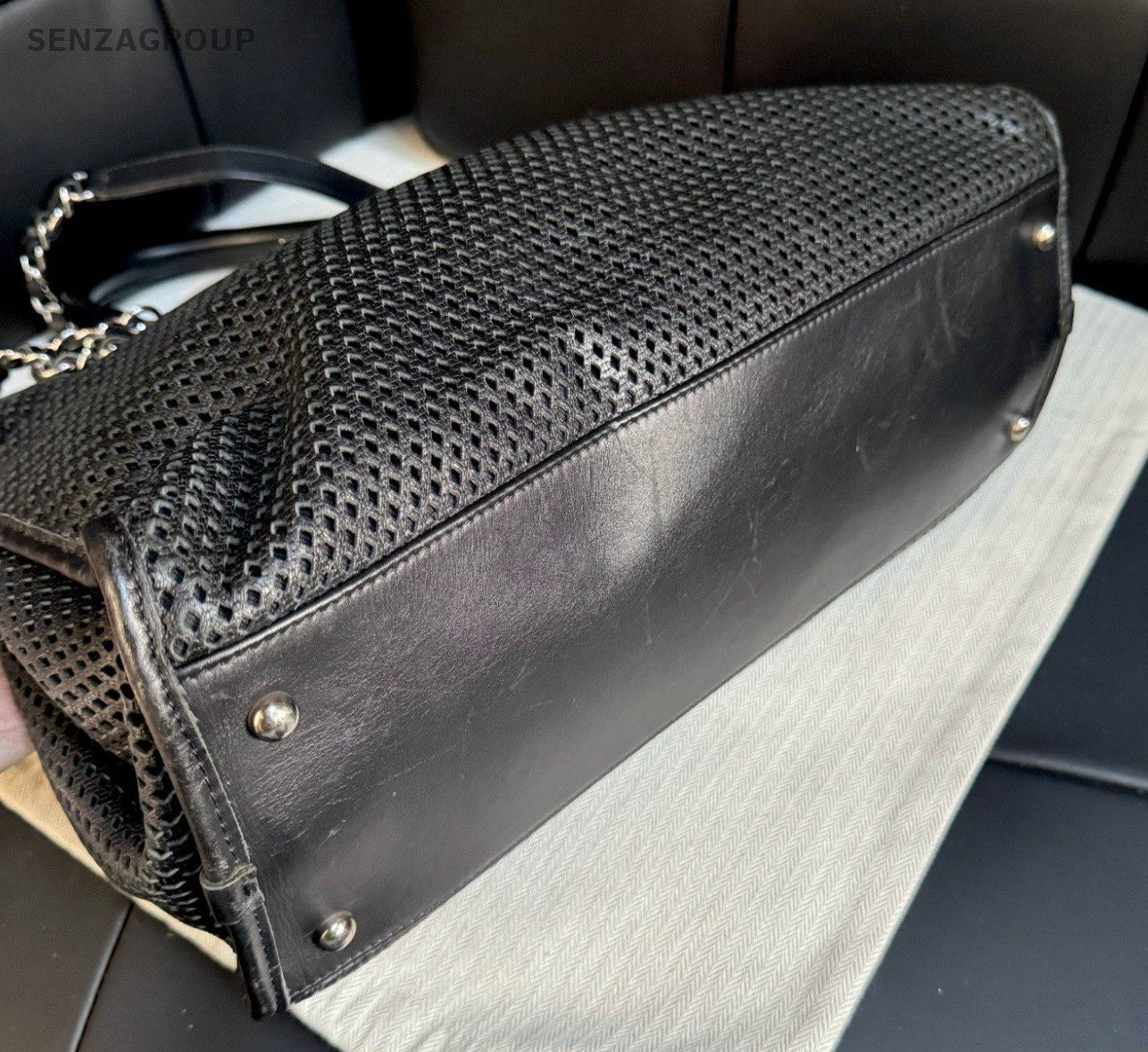 Chanel Tote Chain Calfskin Shoulder Bag Top Handle Bag Black Women Classic