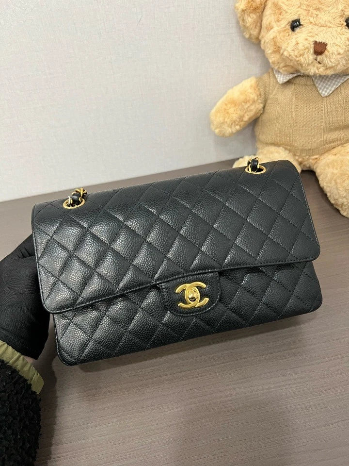 CHANEL Black Leather Medium CF Shoulder Bag For Women