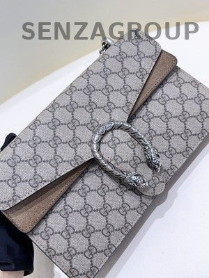 Gucci Dionysus Medium Chain Shoulder Bag Brown Silver Women Classic