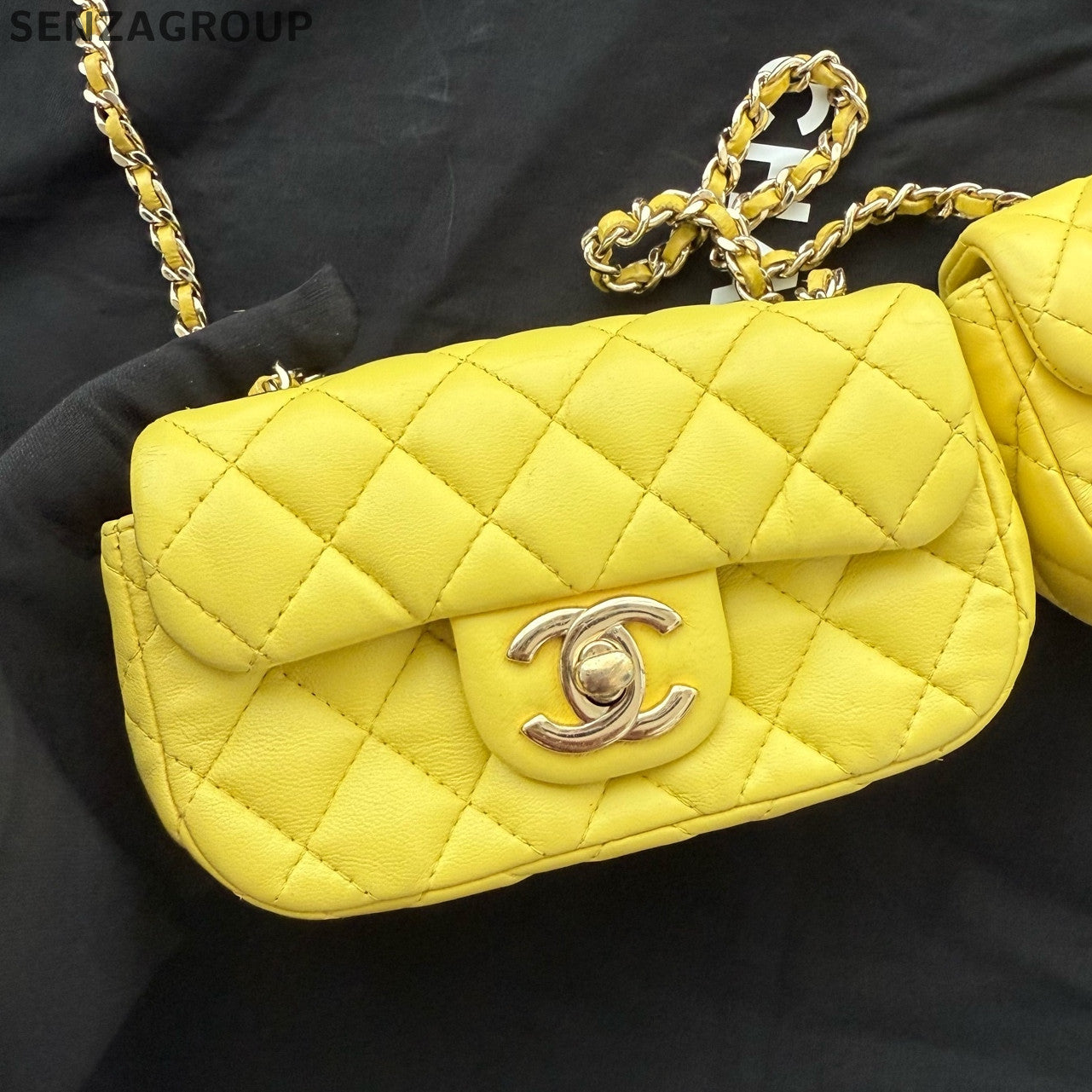 Chanel Vintage CF Mini Double Flap Chain Shoulder Bag Yellow Gold Hardware