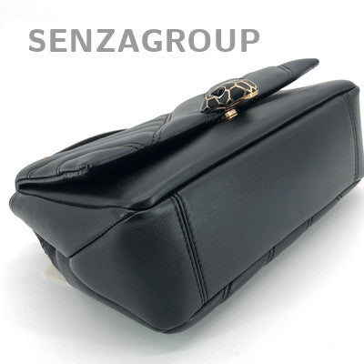 Bvlgari Serpenti Cabochon Chain Shoulder Bag Black Gold Classic Women