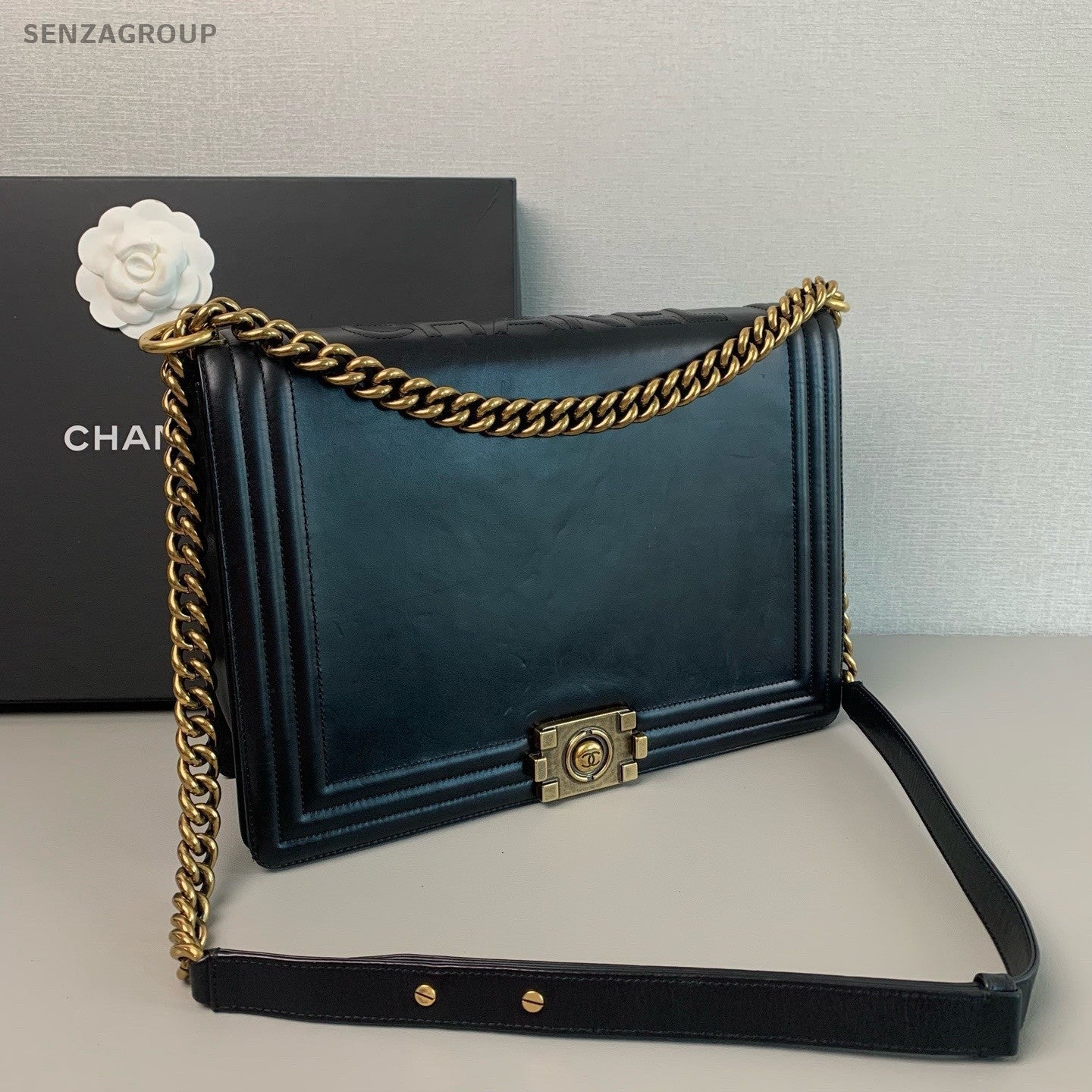 CHANEL Leboy Vintage Chain Shoulder bag Calfskin Black Gold Women
