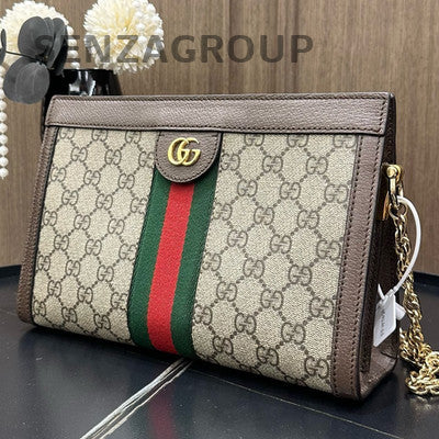 Gucci Ophidia Brown Gold Chain Shoulder Crossbody Bag Classic Women
