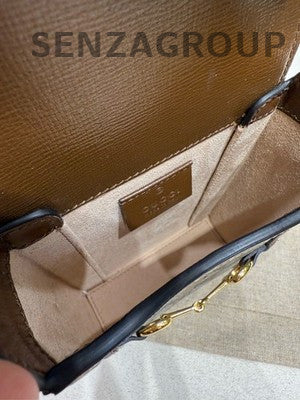 Gucci 1955 Mini Phone Crossbody Bag Brown Gold Buckle Classic Women