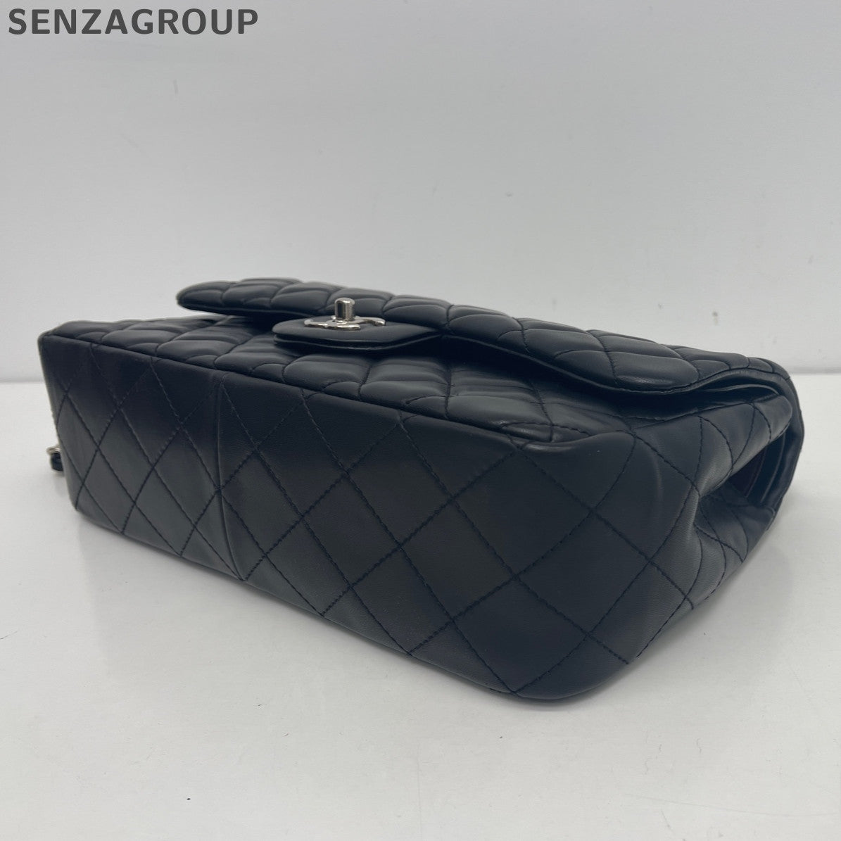 Chanel Black Silver Lambskin CF Jumbo Chain Shoulder Crossbody Bag