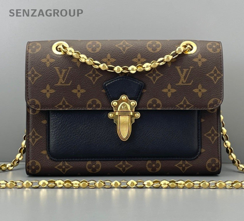 Louis Vuitton Victoire Monogram Chain Shoulder Bag Crossboy Brown Gold Women
