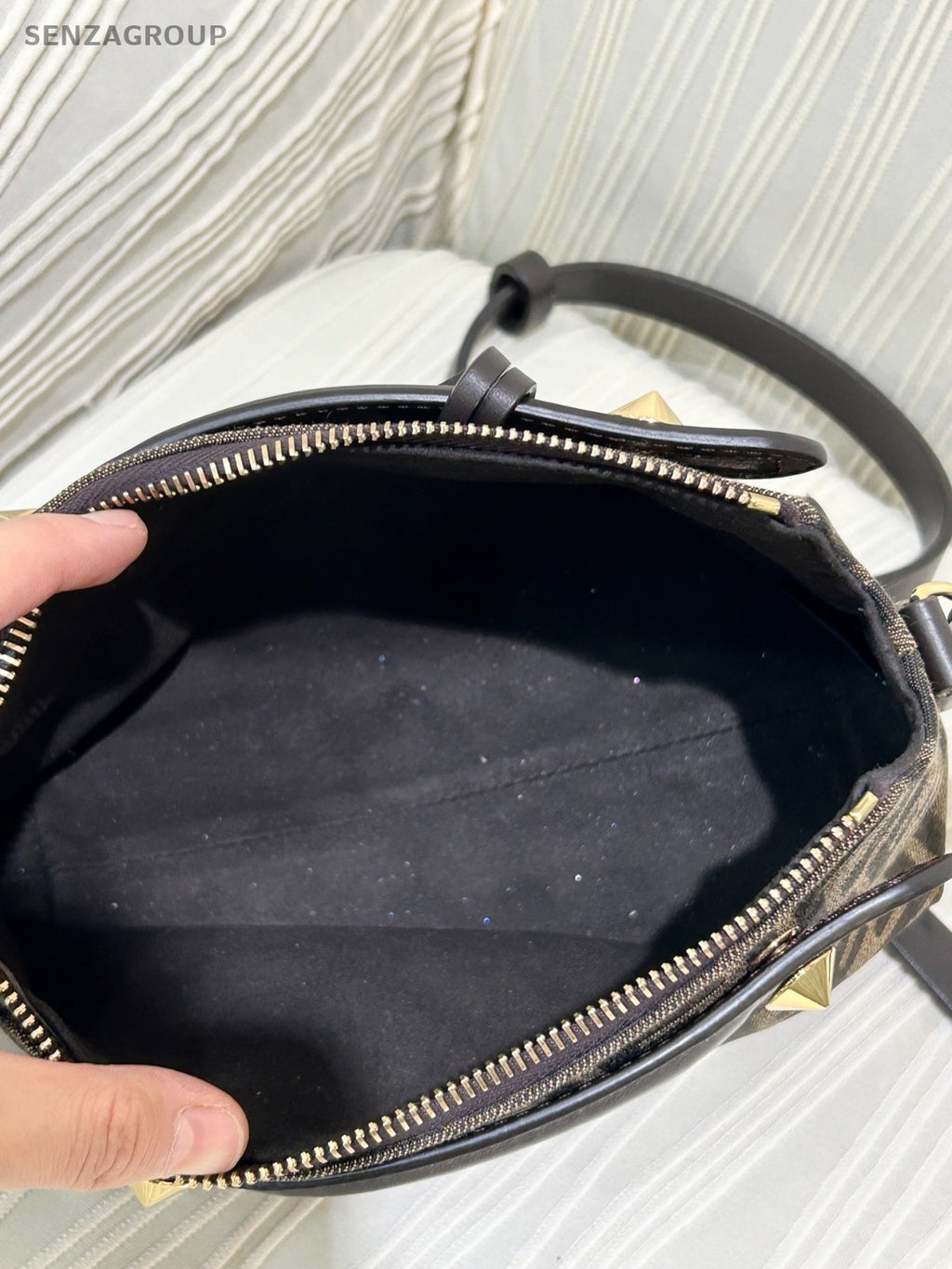 FENDI Classic BYTHEWAY Boston Crossbody Handbag Brown