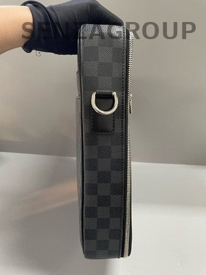 Louis Vuitton Damier Graphite Briefcase Messenger Bag Black Silver Men