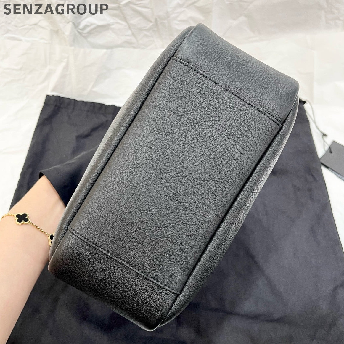 Saint Laurent YSL Soft Black Gold Hobo Small Shoulder Bag Classic Women