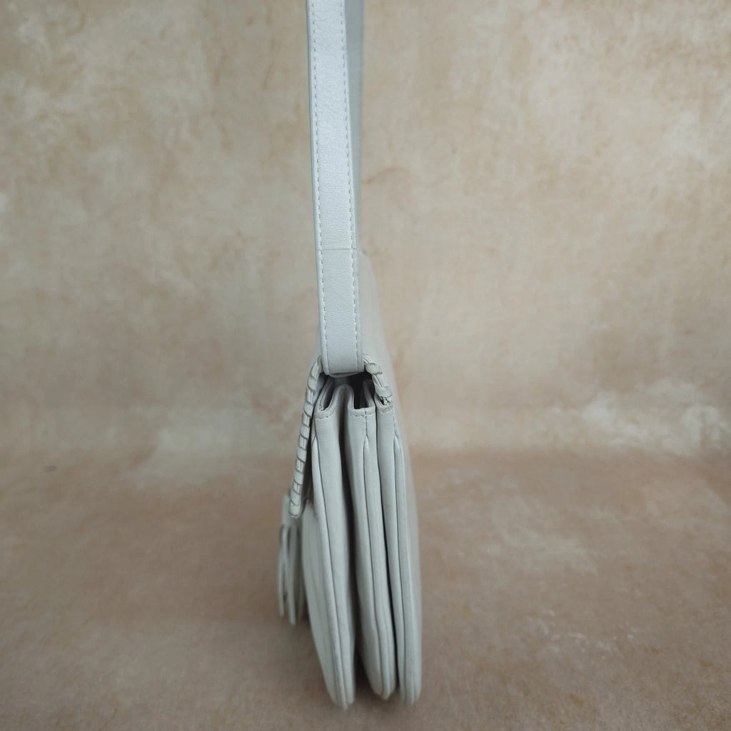 Saint Laurent Saddle White Cream Shoulder Bag Excellent