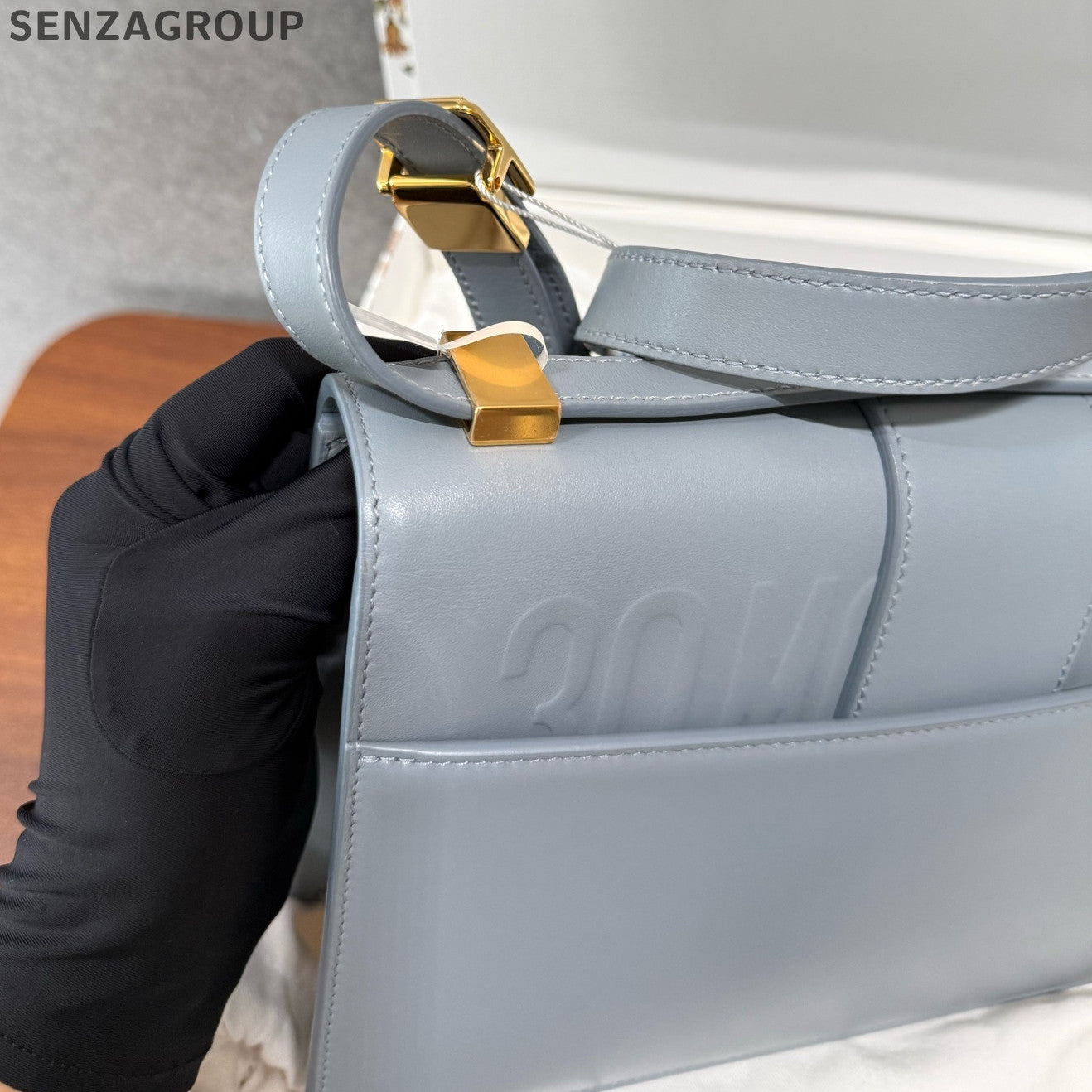 Dior Montaigne 30 Blue Gold Leather Shoulder Crossbody Bag Women Classic