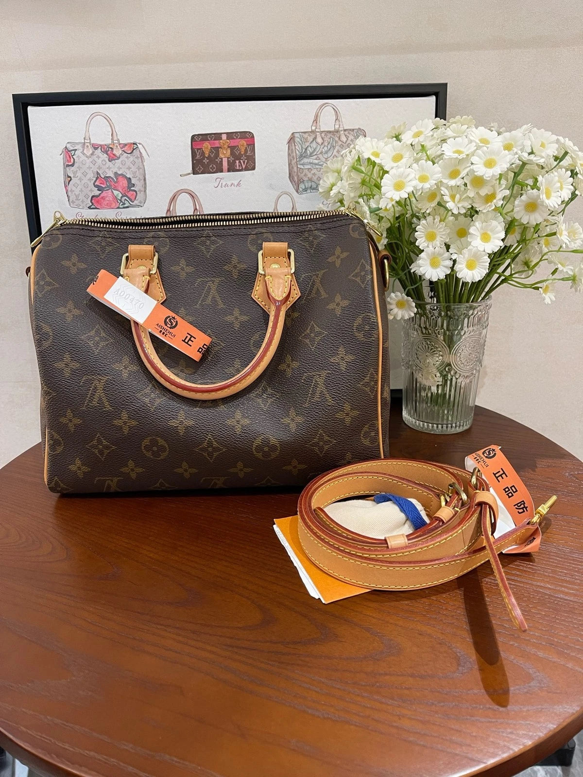 Louis Vuitton Speedy25 Canvas Shoulder Handbag For Women