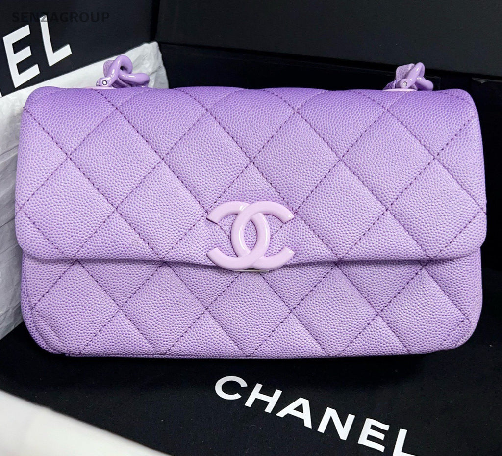 Chanel Diamond Mini Chain Shoulder Bag Purple Women Classic Fashion