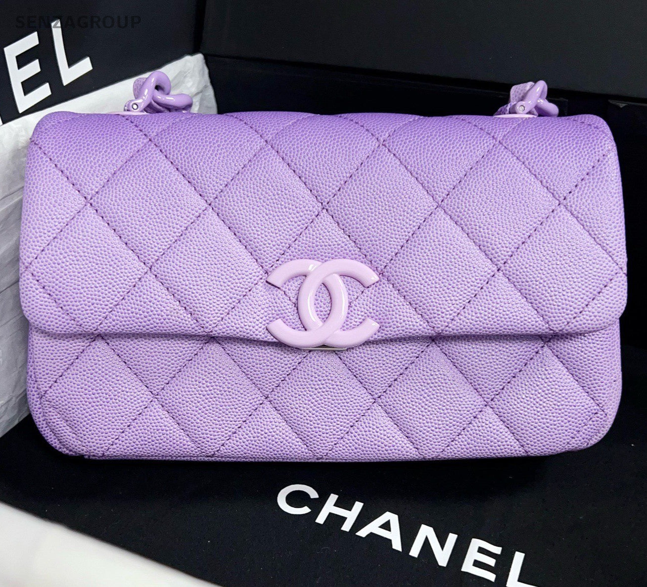 Chanel Diamond Mini Chain Shoulder Bag Purple Women Classic Fashion