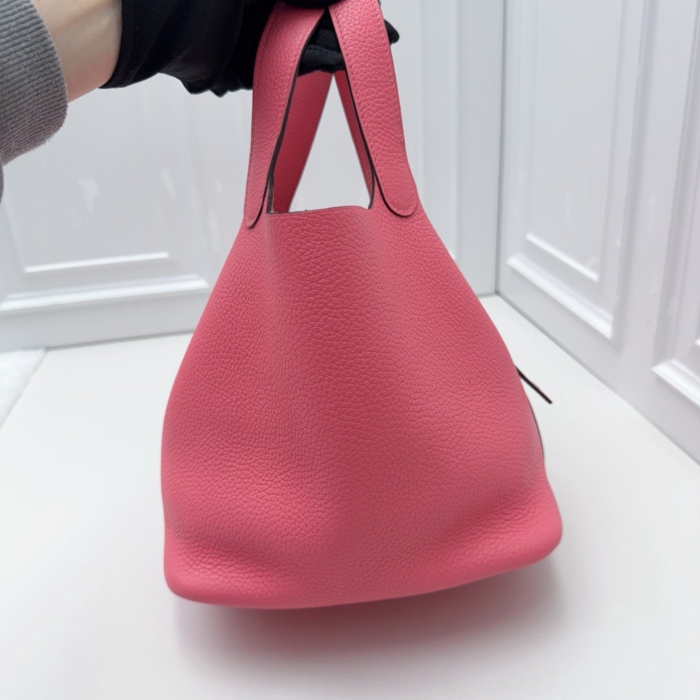 Hermes Picotin22 Top Handle Shoulder Bag Pink Silver Women Classic Fashion