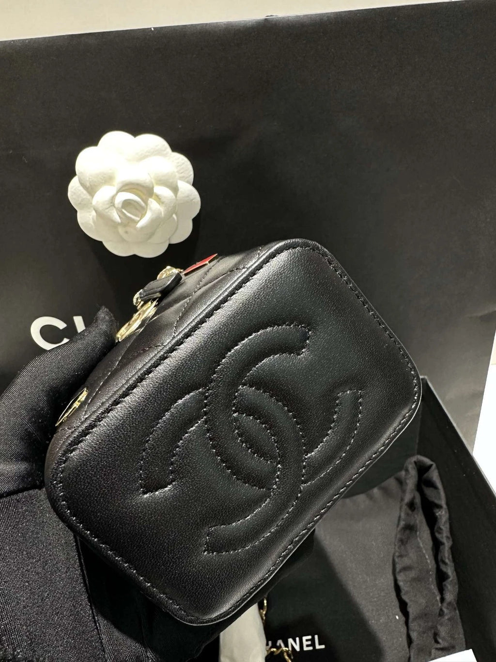 CHANEL Black Gold Mini Box Crossbody Bag For Women