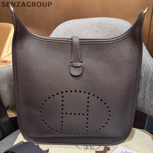 Hermès Evelyne 29 Black Taurillon Clemence Leather Shoulder Bag Silver