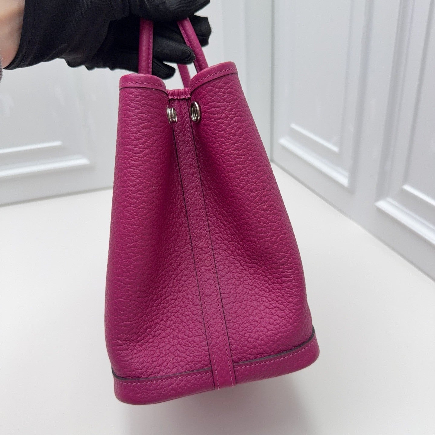 Hermes Garden Party30 Top Handle Bag Purple Silver Used Women Classic