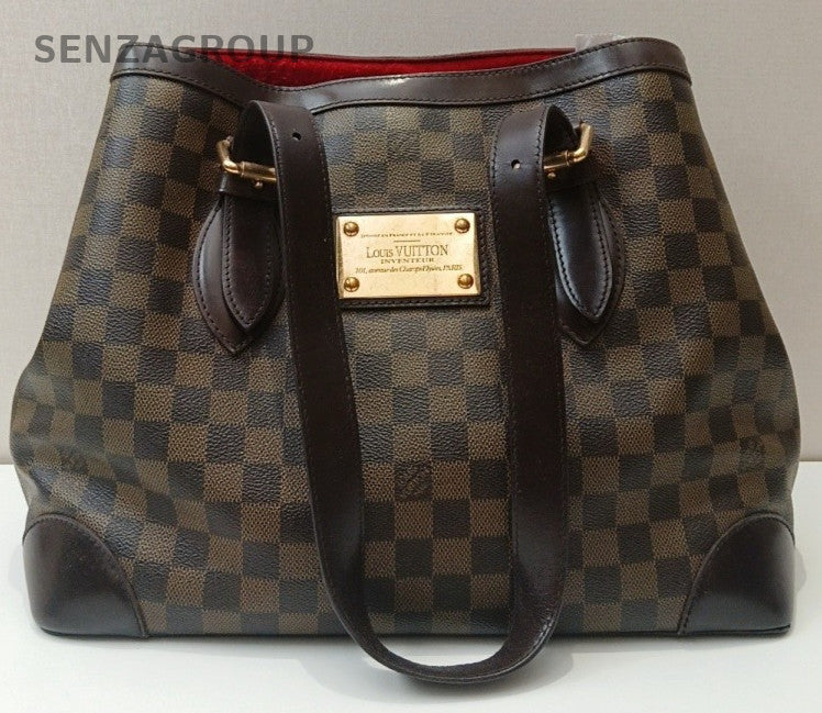 Louis Vuitton Damier Ebene Tote Shoulder Bag Brown Gold Women Classic