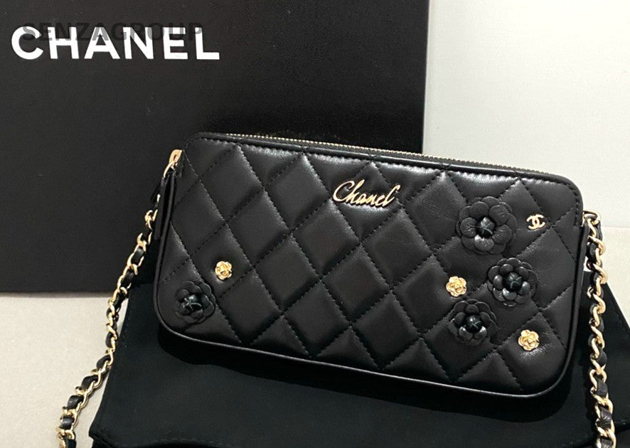 CHANEL Camellia Woc Chain Shoulder bag Lambskin Women Crossbody Almost Brand NEW