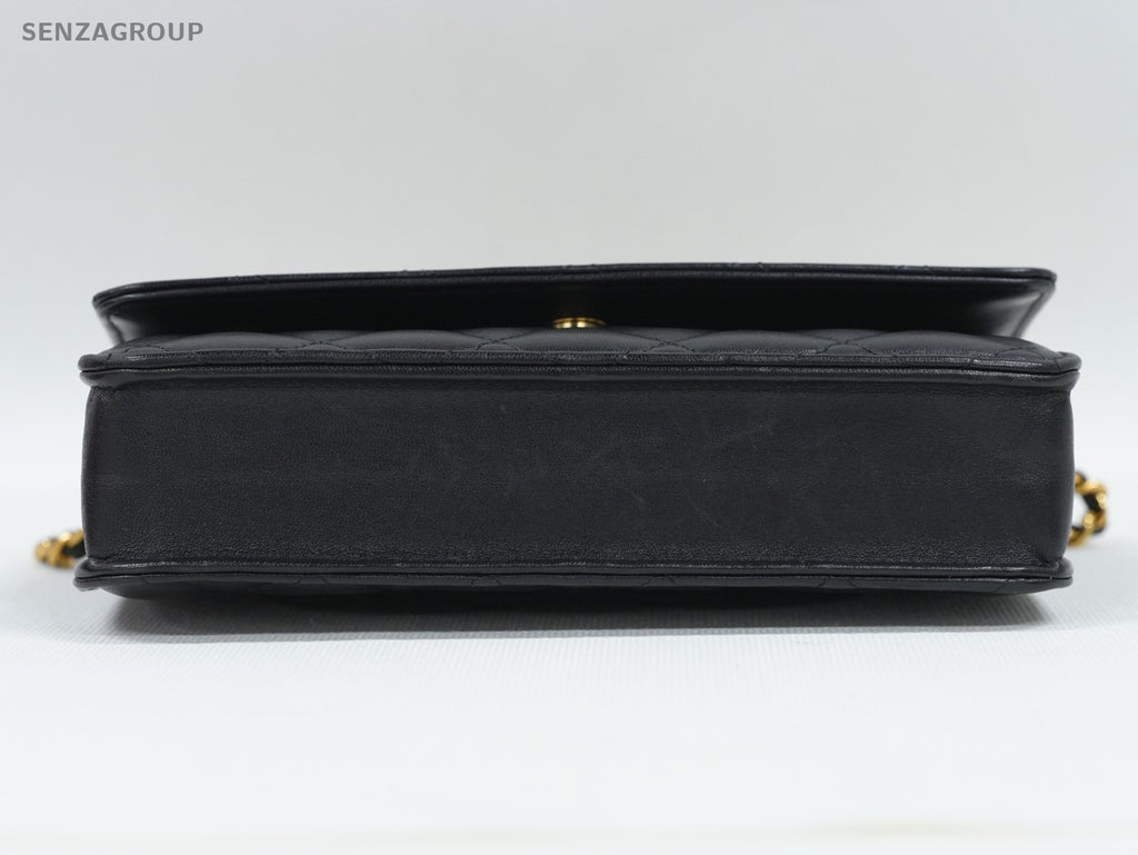 CHANEL Classic Flap Woc Diamond Pattern Chain Shoulder bag Black Gold Women