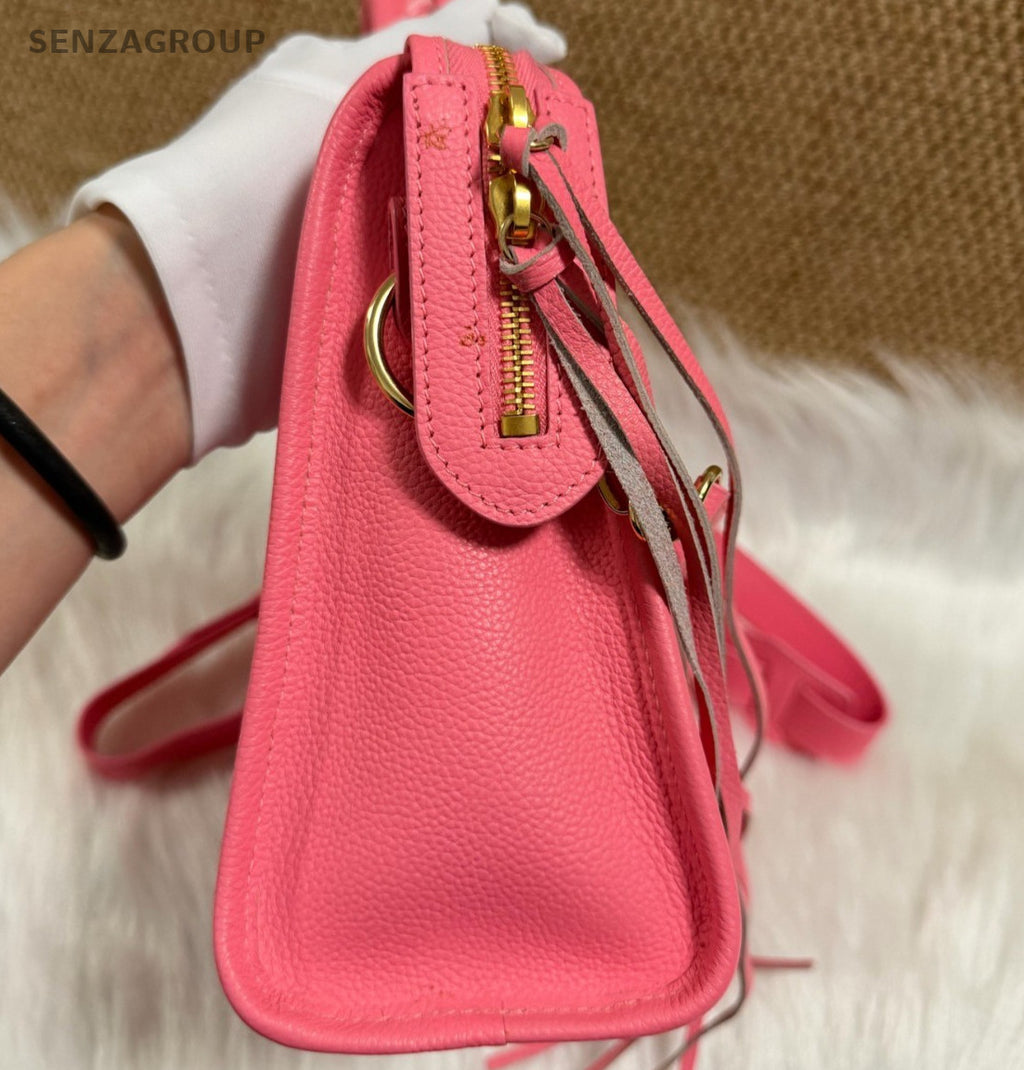 Balenciaga Motorcycle Bag PM Top Handle Bag Crossbody Pink Gold Women Classic