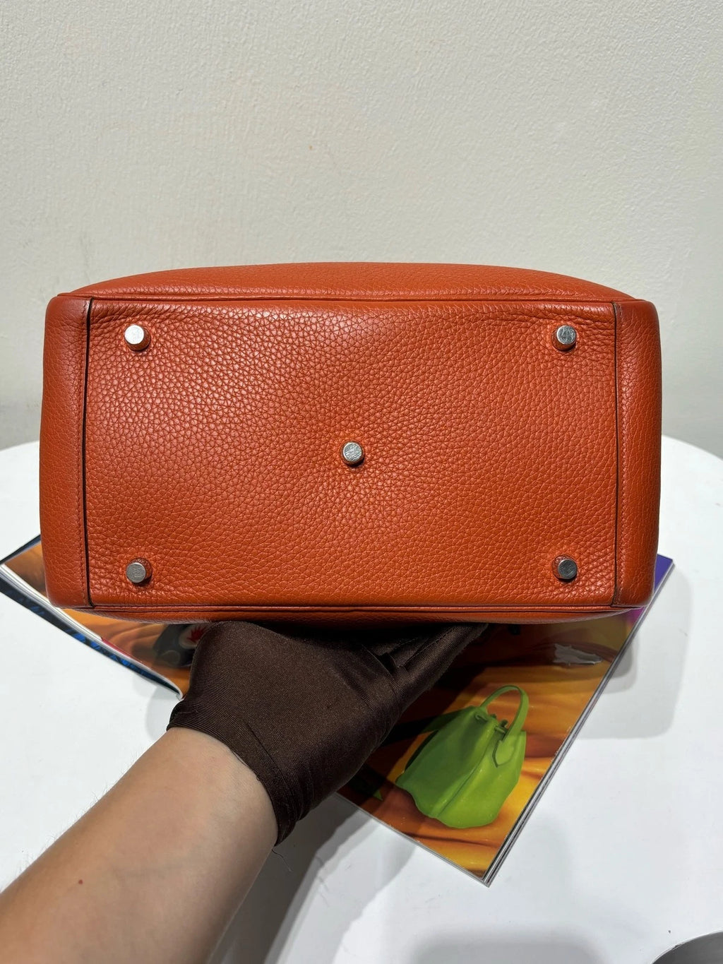 Hermes Lindy 30 Orange Leather Shoulder Handbag For Women