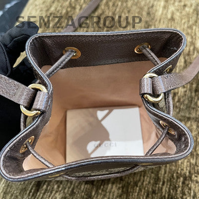 Gucci GG Marmont Small Bucket Bag Brown Gold Hardware Classic Women
