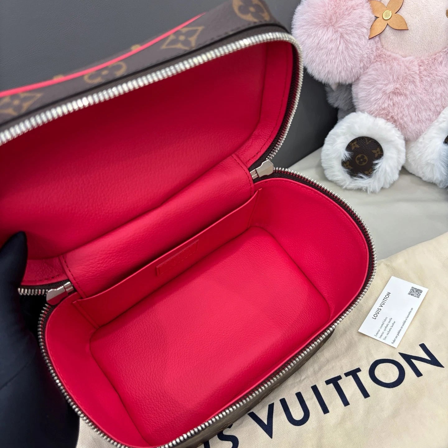 Louis Vuitton Nice Vanity Case Top Handle Bag Brown Silver Women Classic