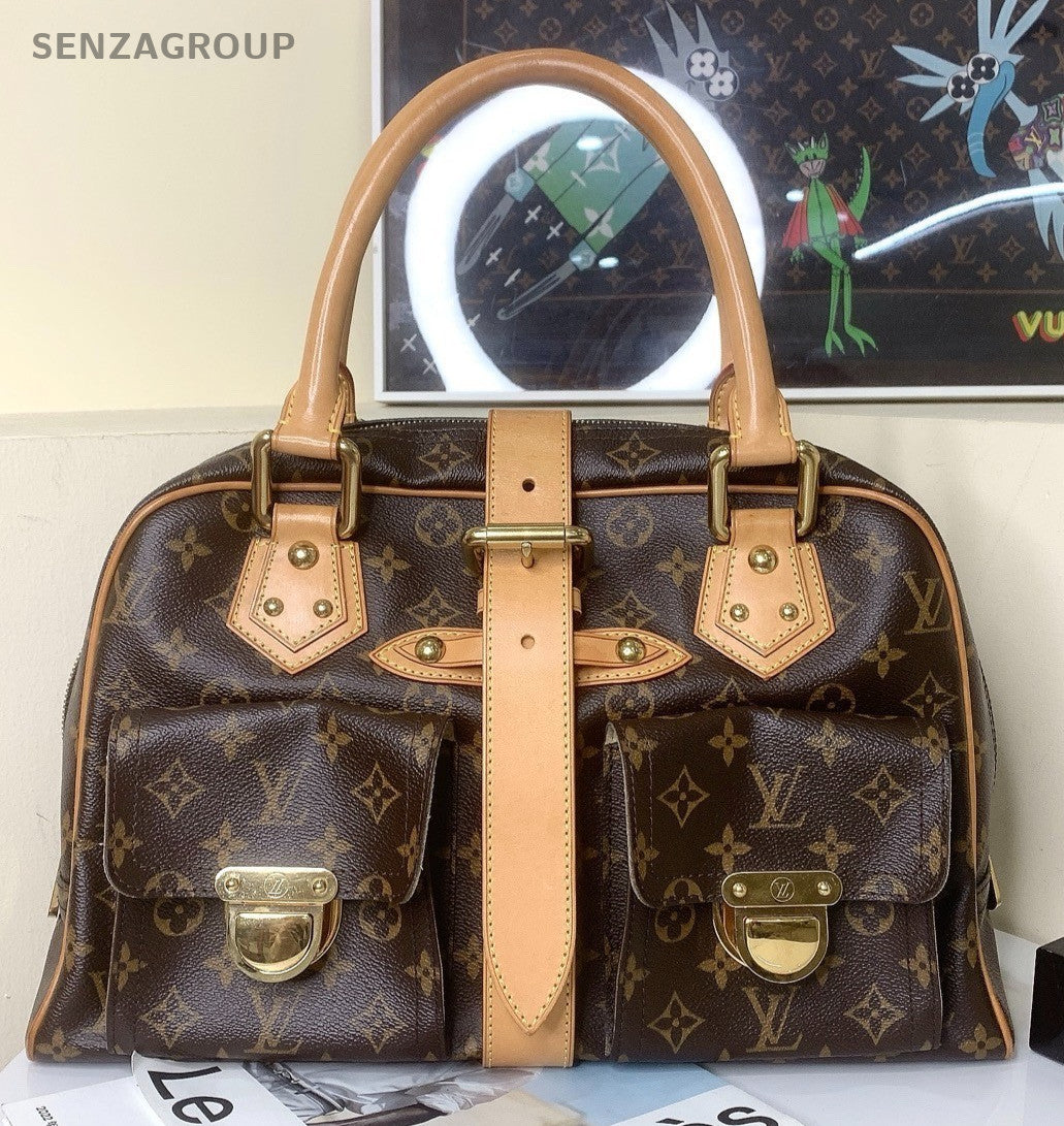 Louis Vuitton Monogram GM Top Handle Bag Brown Gold Used Women Classic Vintage