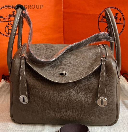 Hermes Lindy30 Shoulder Bag Gray Silver Used Women Classic Designer
