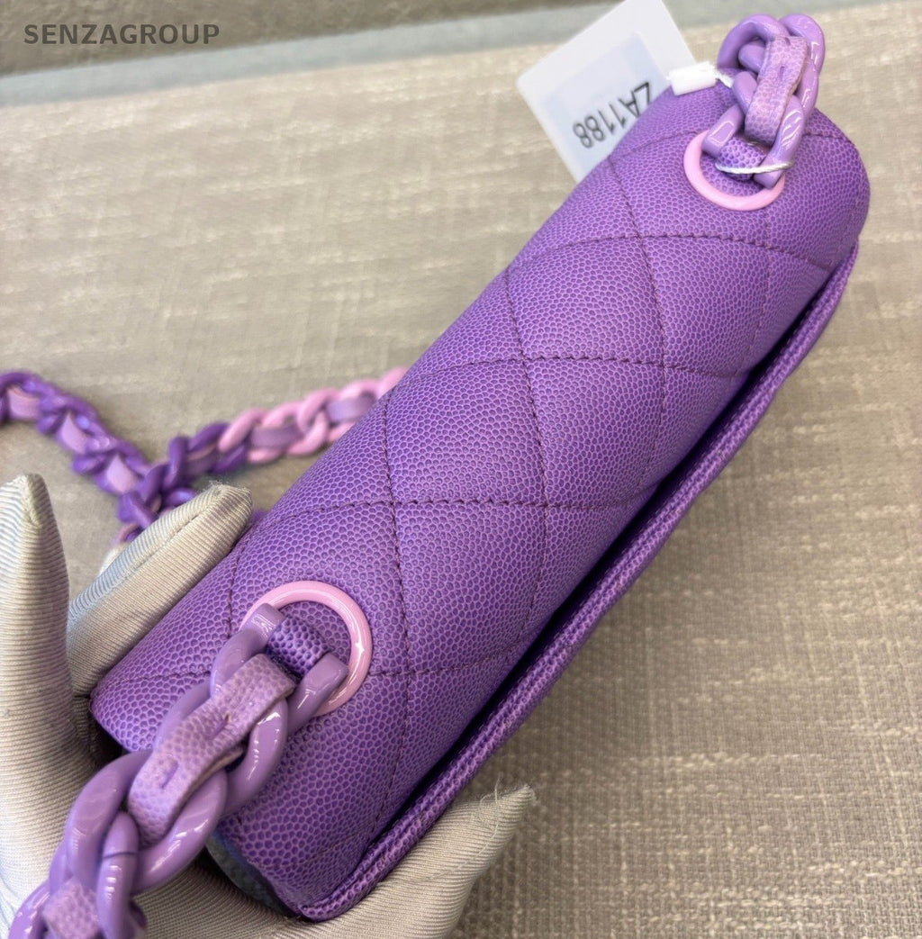 Chanel Diamond Mini Chain Shoulder Bag Purple Women Classic Fashion
