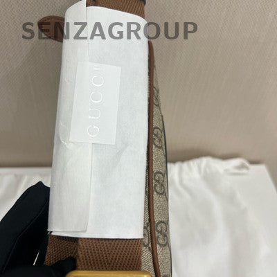 Gucci GG Emblem Camera Bag Beige Brown Gold Buckle Classic Women's Shoulder