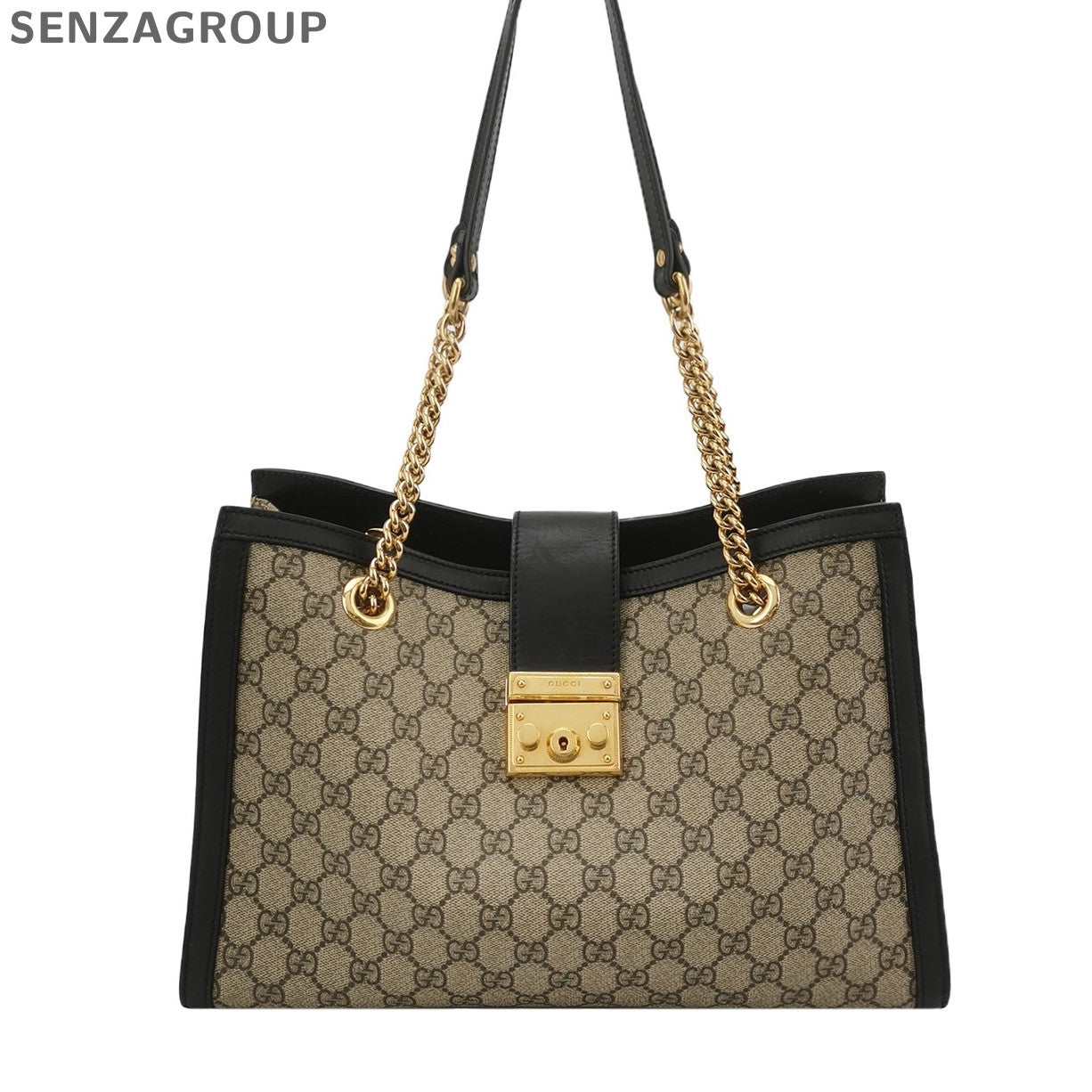 Gucci GG Supreme Canvas Chain Shoulder Bag Brown & Black Women's Classic