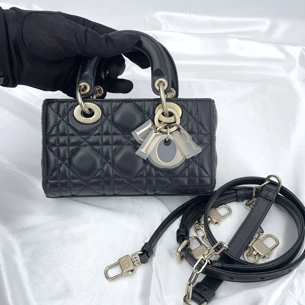 Dior Micro Black Calfskin D-Joy Shoulder Crossbody Bag For Women