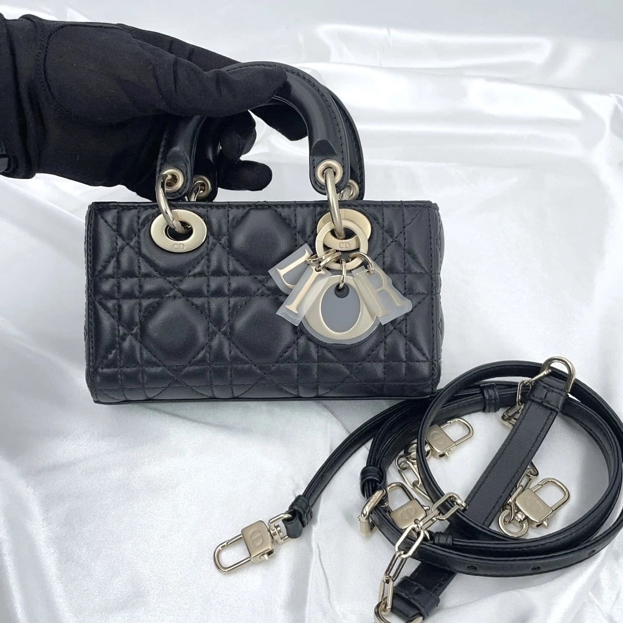 Dior Micro Black Calfskin D-Joy Shoulder Crossbody Bag For Women