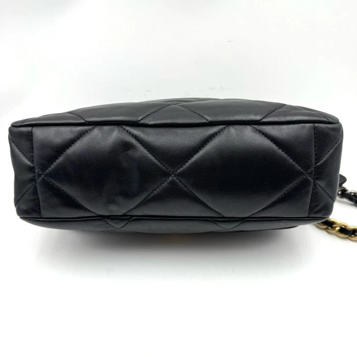 CHANEL19Bag Medium Black Gold Shoulder Bag For Women