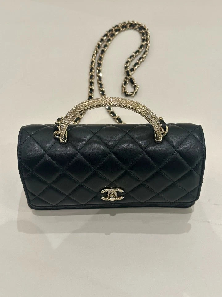 CHANEL Women's Leather Top Handle WOC Crossbody Bag