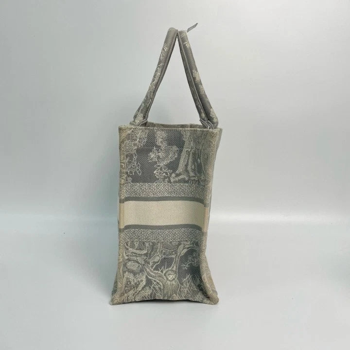 Christian Dior Book Tote MM Tote Top Handle Bag Gray Used Women Classic