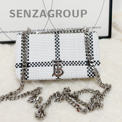 Burberry Chain Shoulder Crossbody Bag White Silver Classic Women Fashion