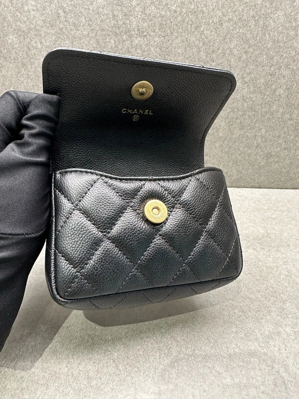 CHANEL Heart Gold Ball Mini Black Leather Crossbody Bag For Women