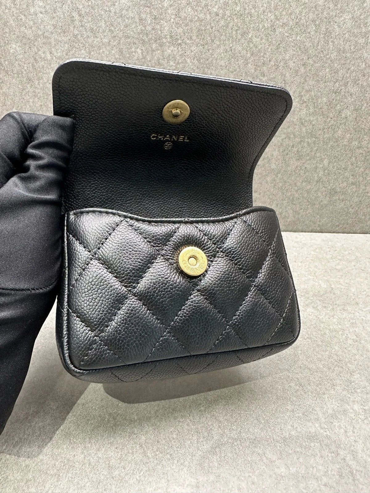 CHANEL Heart Gold Ball Mini Black Leather Crossbody Bag For Women
