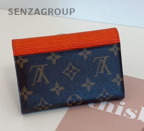 Louis Vuitton Monogram Epi Leather  Short Tri-Fold Wallet Women Brown Red