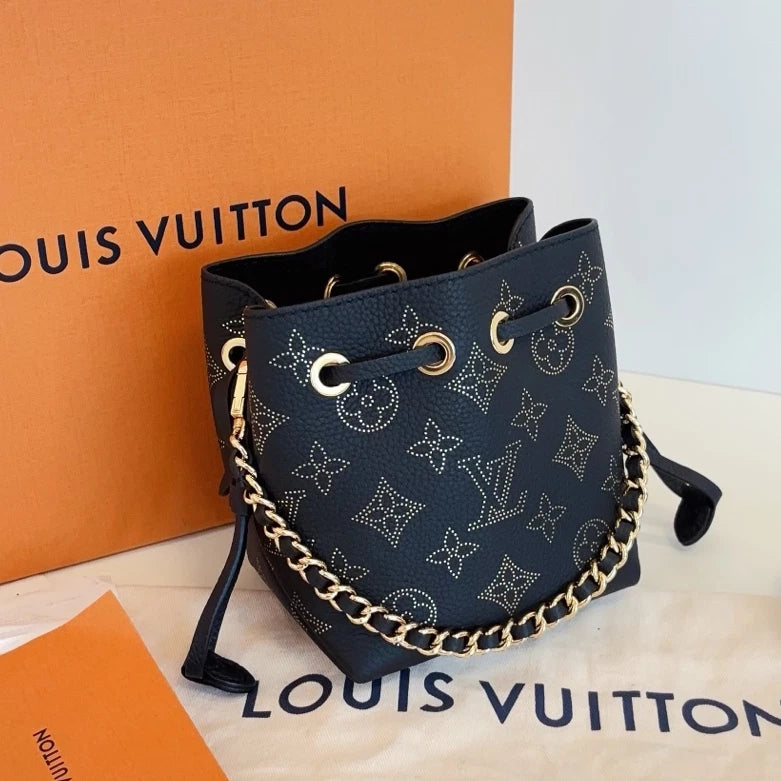 Louis Vuitton Bella Pico Mini Bucket Chain Top Handle Crossbody Black Gold